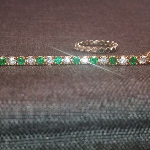 Beautiful Emerald/Topaz Tennis Bracelet & Ring